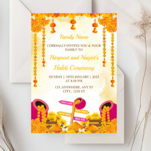 Haldi Ceremony Invitation Card, Maiyan Card