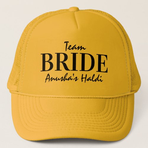 Haldi ceremony team bride matching personalized trucker hat