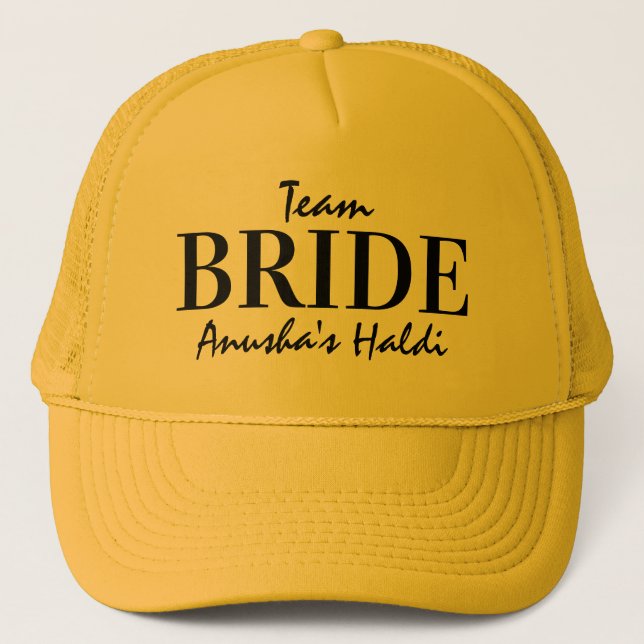 Haldi ceremony team bride matching personalized trucker hat (Front)