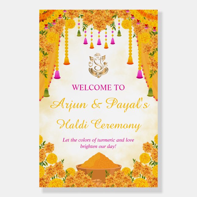 Haldi Ceremony Welcome Board, Maiyan Sign  (Front)