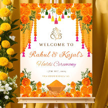 Haldi Ceremony Welcome Sign: Indian Wedding Decor 