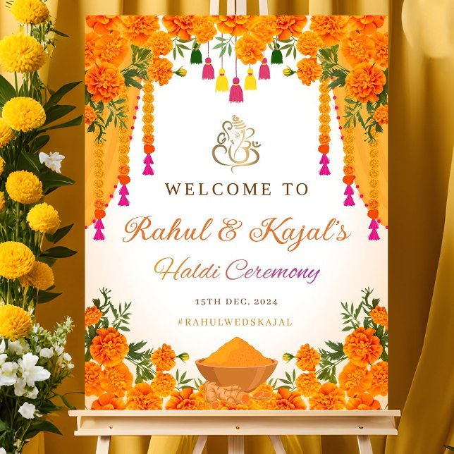 Haldi Ceremony Welcome Sign: Indian Wedding Decor  Foam Board (Creator Uploaded)