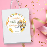 Haldi Indian wedding elephant yellow flowers favor Classic Round Sticker<br><div class="desc">Haldi Indian wedding ornate elephant haldi prewedding favor gift thank you stickers,  pretty decorated Indian elephant yellow flowers gold bells modern watercolor colorful Haldi favor stickers.</div>