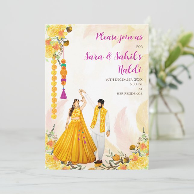 Haldi invitations & Hindu Wedding invites (Standing Front)