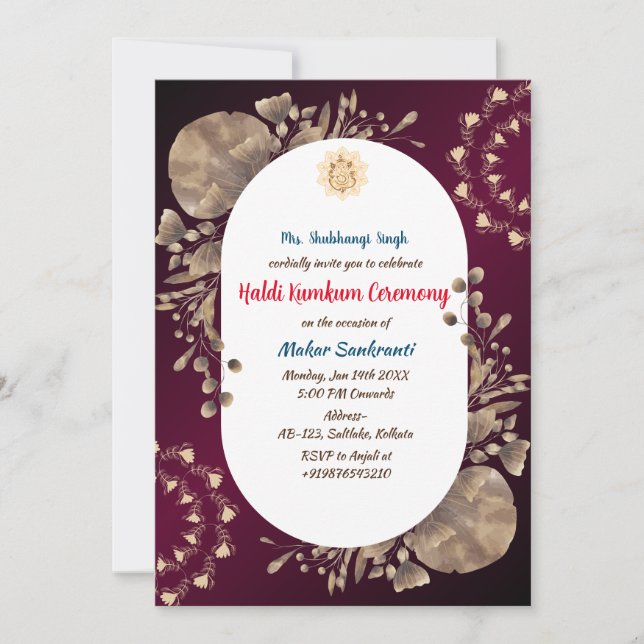 Haldi Kumkum Ceremony Invitation (Front)