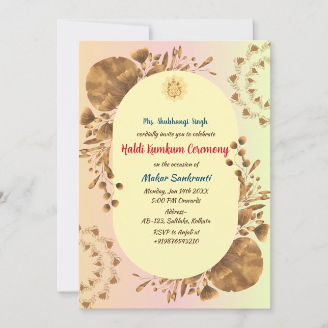 Haldi Kumkum Ceremony Invitation (Front)