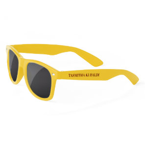 Haldi photo prop bridal party gifts personalized sunglasses