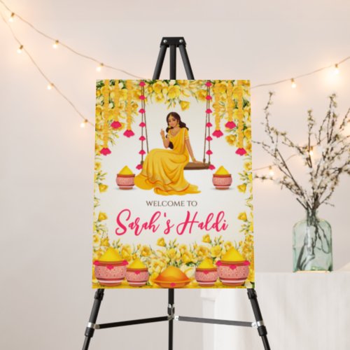 Haldi welcome sign Pithi signs  Haldi decor Sign