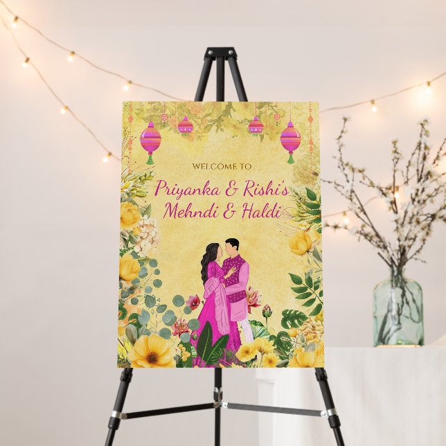 Haldi Welcome Signs Mehendi signs, Mehndi decor (In Situ (Stand))