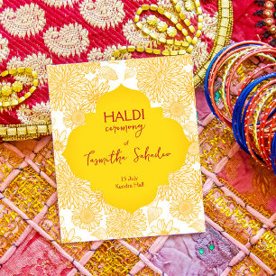 Haldi yellow flowers budget invitation