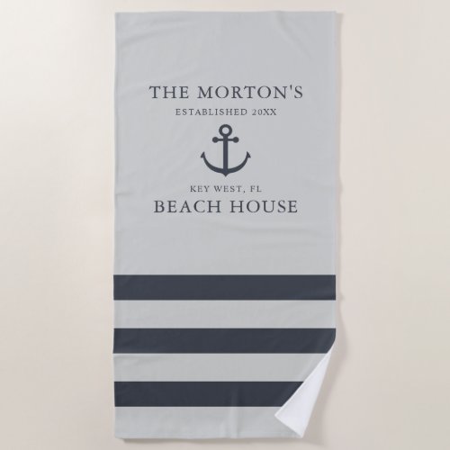 Hale Blue Sea Salt Anchor Family Beach House Beach Towel