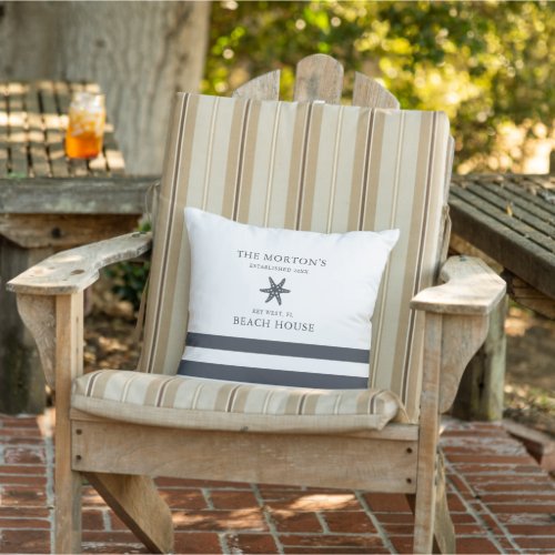 Hale Blue Starfish Family Beach House Outdoor Pillow