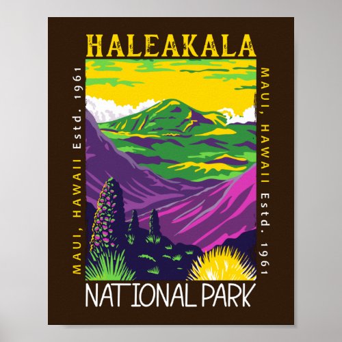  Haleakala National Park Hawaii Distressed Vintage Poster