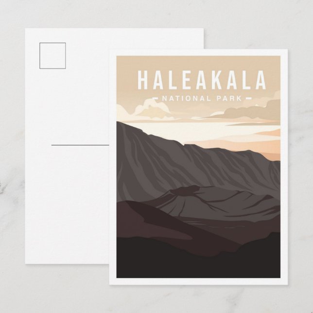 Haleakala National Park Hawaii Travel Illustration Postcard (Front/Back)