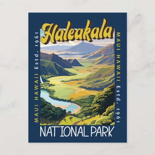 Haleakala National Park Illustration Distressed Postcard