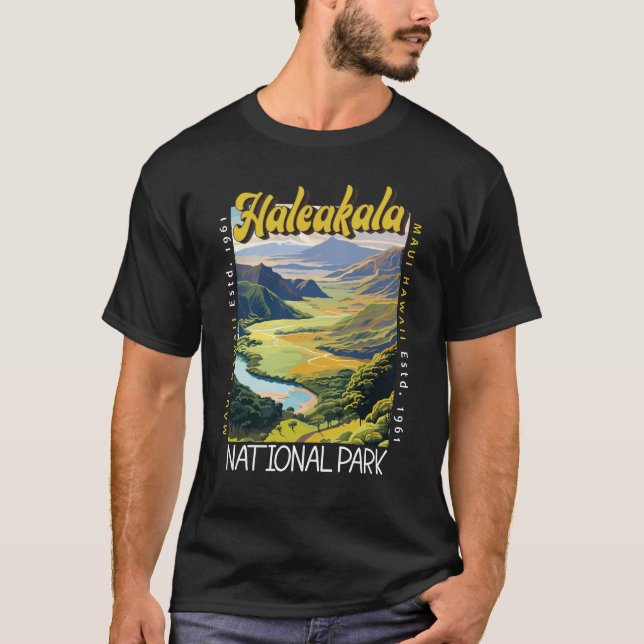 Haleakala National Park Illustration Distressed T-Shirt (Front)
