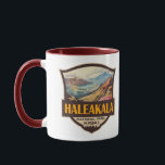 Haleakala National Park Illustration Retro Badge Mug<br><div class="desc">Haleakala vector artwork design. The park is named after Haleakalā,  a dormant volcano within its boundaries.</div>