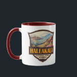 Haleakala National Park Illustration Retro Badge Mug<br><div class="desc">Haleakala vector artwork design. The park is named after Haleakalā,  a dormant volcano within its boundaries.</div>