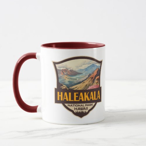 Haleakala National Park Illustration Retro Badge Mug