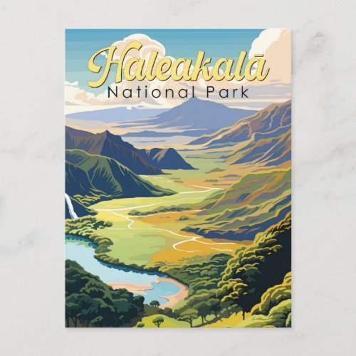 Haleakala National Park Illustration Retro Postcard