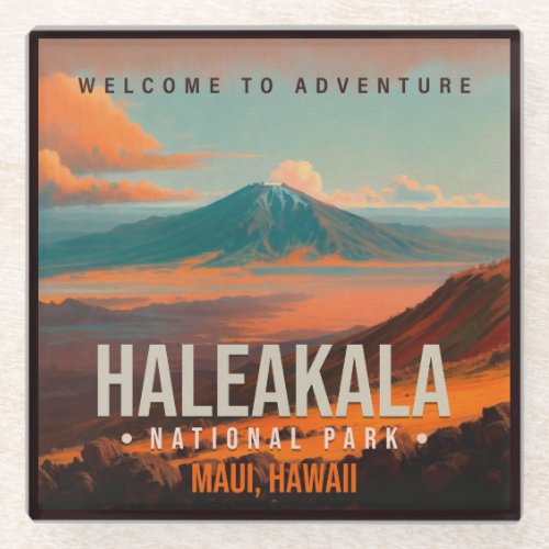 Haleakala National Park Maui Hawaii Vintage Glass Coaster