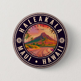 Haleakala National Park Maui Road Volcano Vintage Button