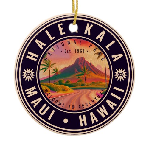 Haleakala National Park Maui Road Volcano Vintage Ceramic Ornament