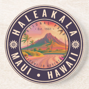 Haleakala National Park Maui Road Volcano Vintage Coaster
