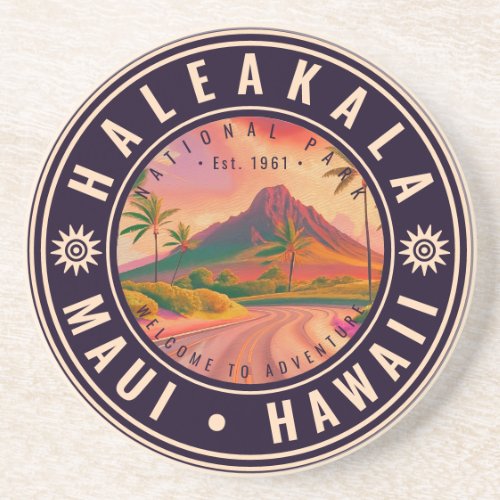 Haleakala National Park Maui Road Volcano Vintage Coaster