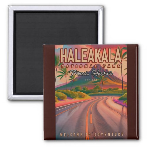 Haleakala National Park Maui Road Volcano Vintage Magnet