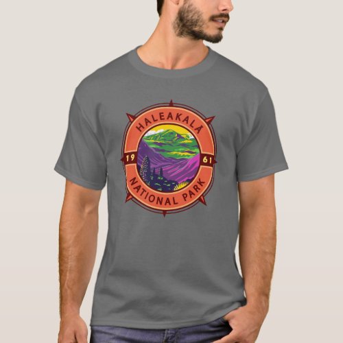 Haleakala National Park Retro Compass Emblem T_Shirt