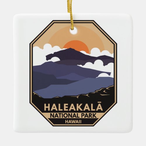 Haleakala National Park Retro Emblem Ceramic Ornament