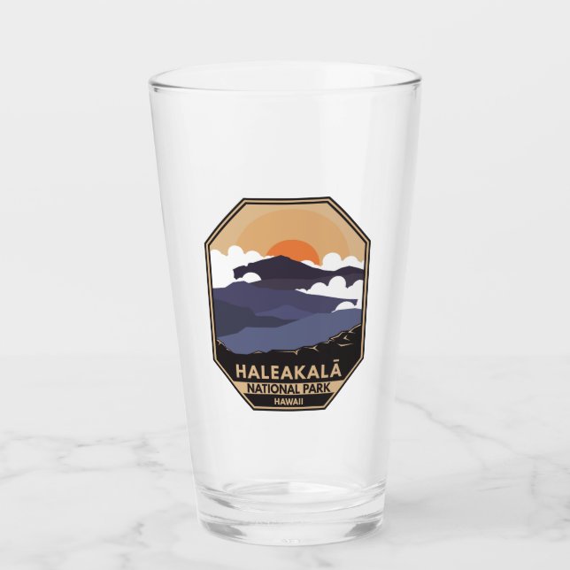Haleakala National Park Retro Emblem Glass (Front)
