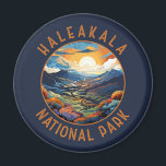 Haleakala National Park Sunset Retro Distressed Magnet<br><div class="desc">Haleakala vector artwork design. The park is named after Haleakalā,  a dormant volcano within its boundaries.</div>