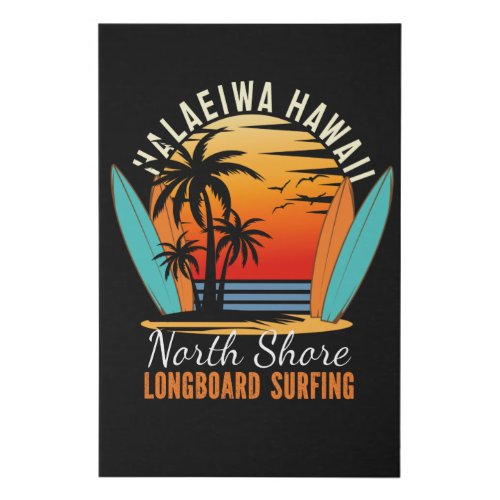 Haleiwa Hawaii North Shore Longboard Surfing Faux Canvas Print