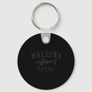 Haleiwa hawaii shark retro slate art fishing keychain