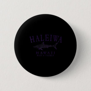 Haleiwa hawaii shark vintage plum art fishing button