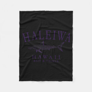 Haleiwa hawaii shark vintage plum art fishing fleece blanket