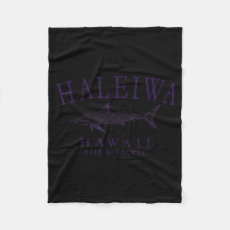Haleiwa hawaii shark vintage plum art fishing fleece blanket