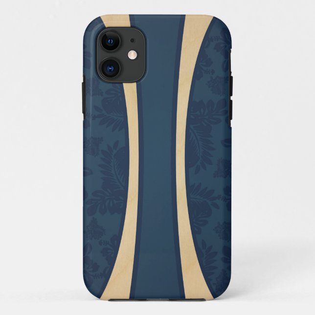 Haleiwa Hawaiian Striped Surfboard Maple Case-Mate iPhone Case (Back)