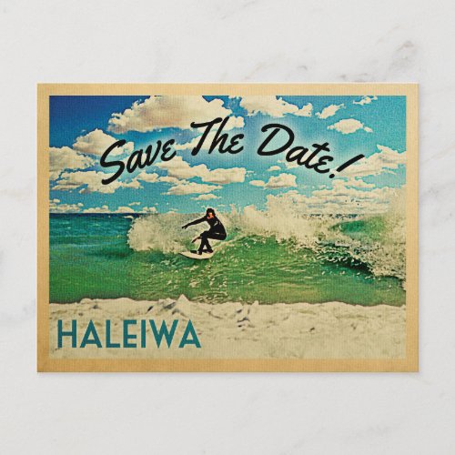 Haleiwa Save The Date Oahu Hawaii Surfing Announcement Postcard