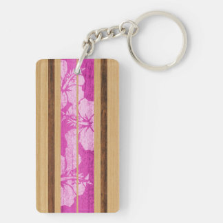 Haleiwa Surfboard Hawaiian Faux Wood Keychains