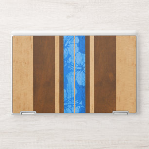 Haleiwa Surfboard Vintage Hawaiian Faux Wood Blue HP Laptop Skin