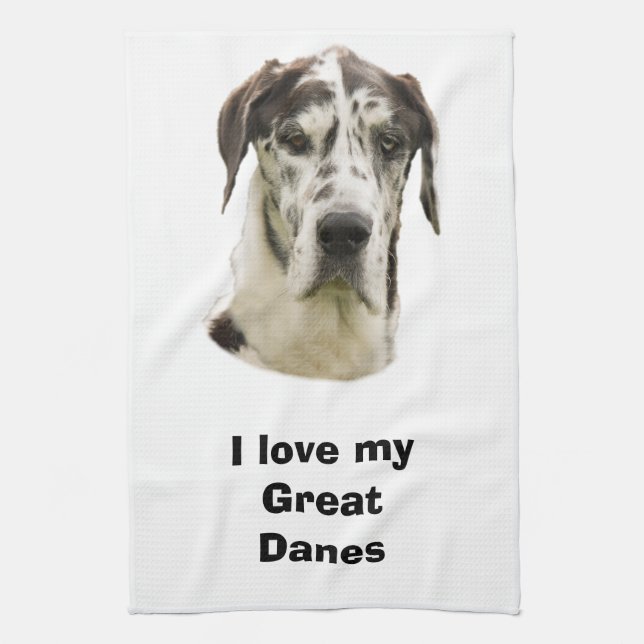 Halequin Great Dane pet photo Towel (Vertical)