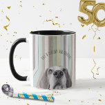 Half a Century and Fabulous 5oth Birthday Mug<br><div class="desc">A 50th birthday is an awesome milestone. A special birthday party collection is a great way to help celebrate this accomplishment! Half A Century and Fabulous" features a Beagle dog looking up and neutral colored striped backround. The words can be customized, along with the font and font color. And personalize...</div>