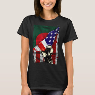 Half American Flag Bengali ROOTS USA Flag Banglade T-Shirt