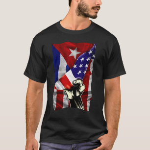 Half American Flag Cuban ROOTS USA Flag Cuba DNA T-Shirt