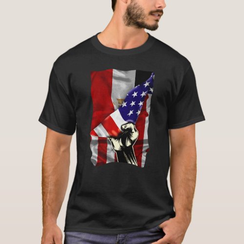 Half American Flag Egyptian ROOTS USA Flag Egypt D T_Shirt