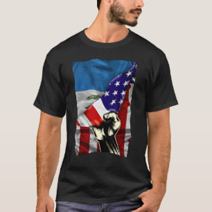Half American Flag Guatemalan ROOTS USA Flag Guate T-Shirt