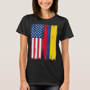 Half american Flag Roots USA Colombia T-Shirt